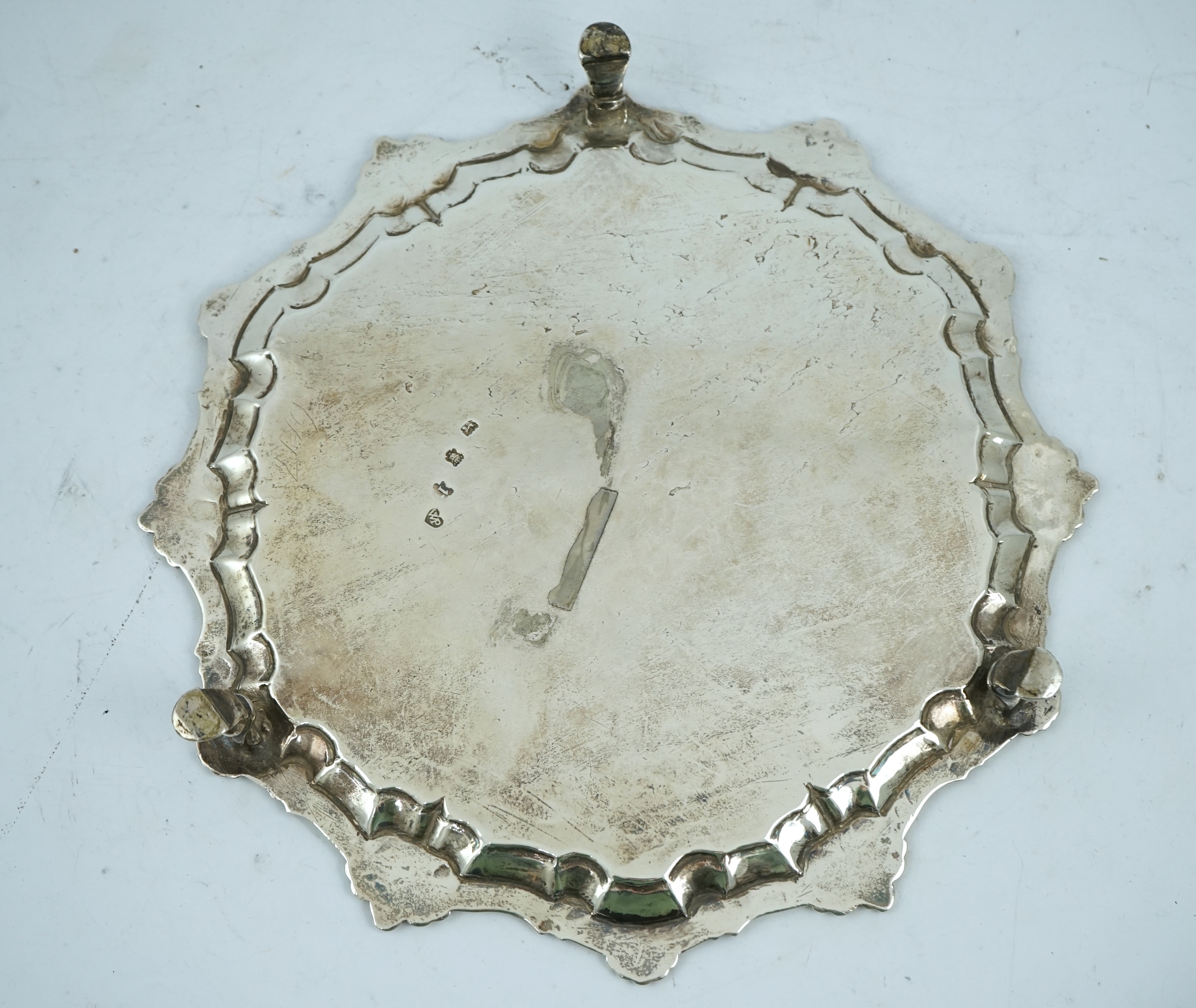 A late George II silver salver, by William Peaston